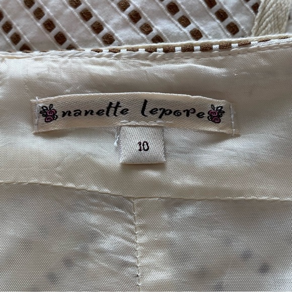 Nanette Lepore Cream and Brown Fluted Fit and Flare Skirt - Picture 9 of 10